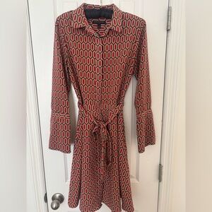 Banana Republic Geometric Patterned Red & Black Dress Size 4